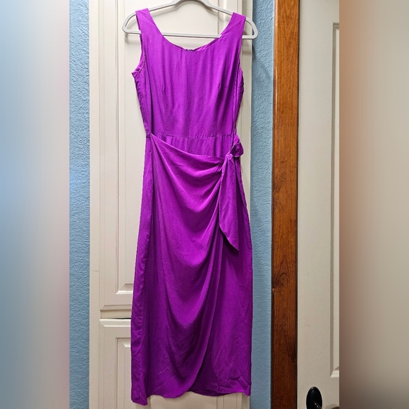 Spenser Jeremy Womens Purple Pure Silk Classic Sleeveless Faux Wrap Maxi Dress 4 - Picture 2 of 9